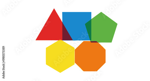 Geometric Shapes Collection in Vivid Transparent Overlapping Colors - Abstract Design