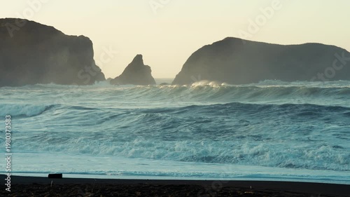 Misty Beach at Sunrise in Slow Motion