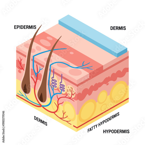 Human Skin Layers Diagram Anatomy Detail.