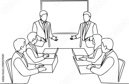 A group of businessmen sitting around a conference table in a meeting room