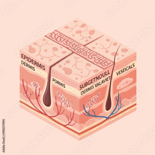 Human Skin Layers Diagram Anatomy Structure.