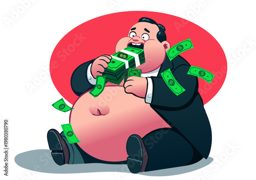 Conceptual Illustration of Extreme Greed and Financial Dishonesty