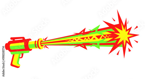 Retro Ray Gun Shooting Colorful Energy Blasts