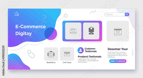 E-commerce website template, online store layout, digital marketing design, web page mockup, modern retail interface