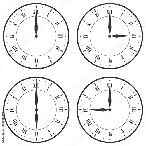 ローマ数字 アンティーク時計 4種類セット