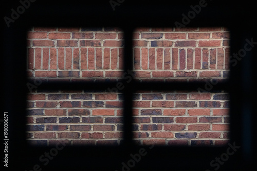 brick wall through a window