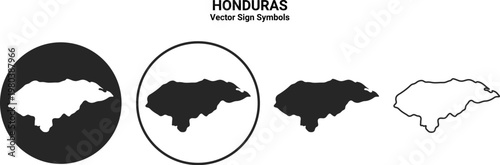 Tableau sur toile Honduras Map Vector Icon Set Minimal Silhouette