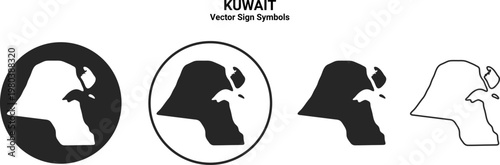 Kuwait Map Vector Icon Set Minimal Silhouette
