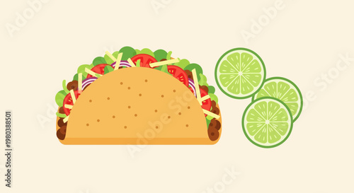Taco with Lime Slices.