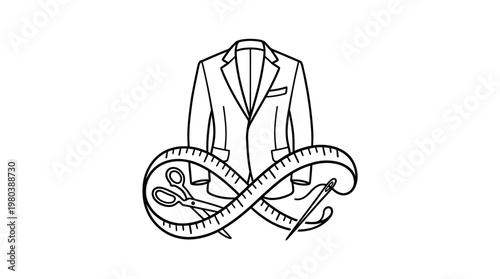 Tailor Shop Logo - Bespoke Suit and Sewing Tools