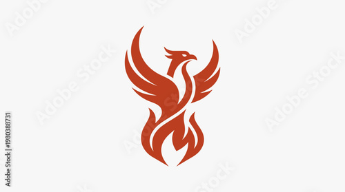 Stylized Phoenix Bird Logo in Orange on White Background