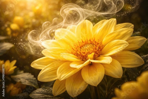 Bright yellow flower releasing a unique aroma in full bloom