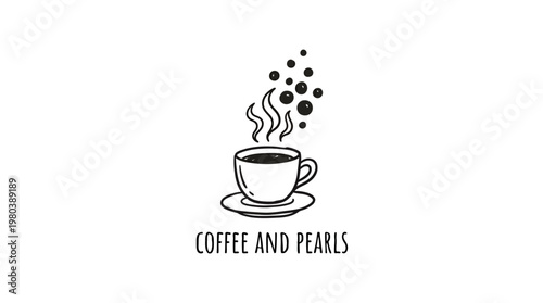 Minimalist Coffee Cup with Steam and Bubbles Logo