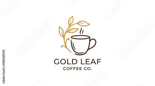 Elegant Logo for Coffee Company with Gold Leaf