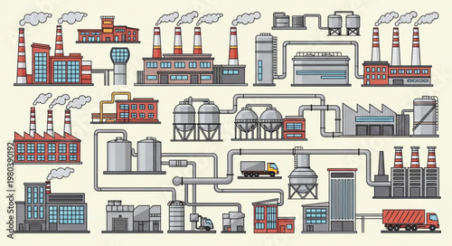 Collection of Industrial Factory Buildings and Structures.