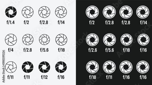 Helpful infographic showing various camera lens aperture settings with corresponding f-stop numbers from wide open to narrow openings.
