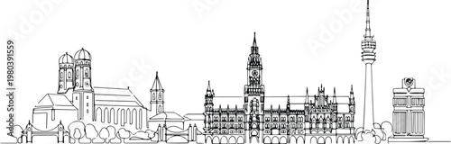 Continuous single line drawing of Monaco skyline, principality city landmark outline