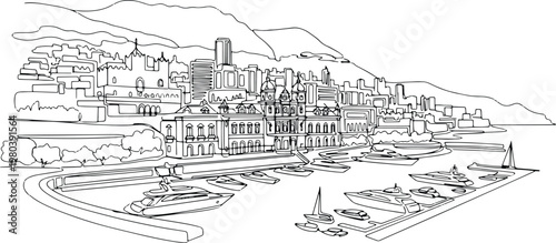 Continuous single line drawing of Munich skyline, Germany city landmark outline