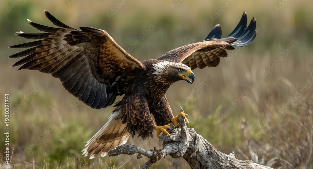Fototapeta premium Wild eagle hunting with sharp keen eyes
