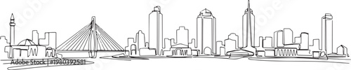 Continuous single line drawing of Khartoum skyline, Sudan city landmark outline