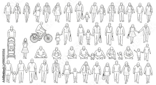 Collection of Architectural People Figures and Motorcycle Drawings.