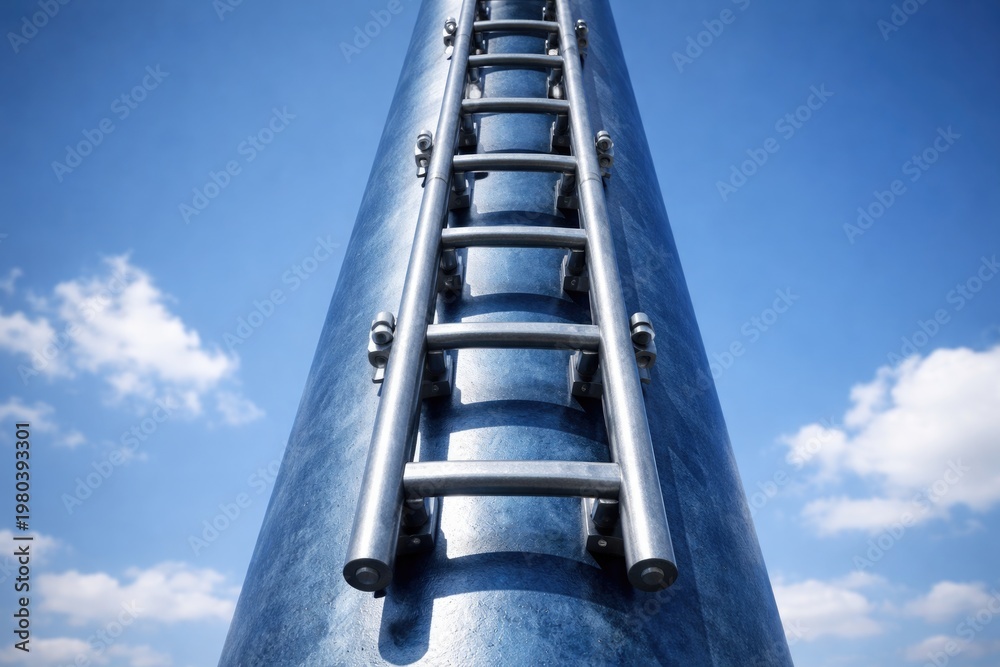 Obraz premium Steel blue pole with built in ladder for climbing