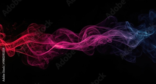 Vibrant smoke streaks on black surface abstract texture with copy space included