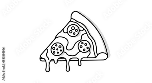 A line drawing of a pizza slice.