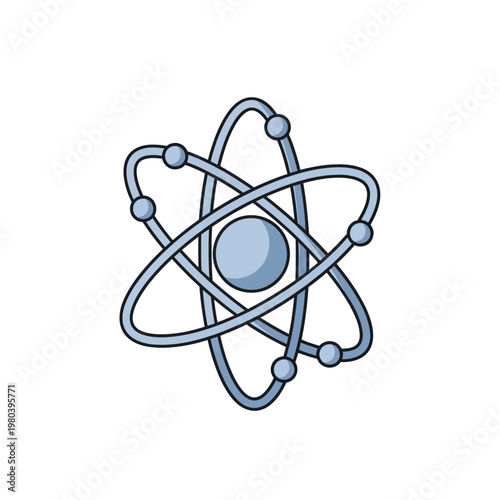 Atom Model Illustration with Electrons and Nucleus.