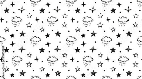 Playful Star and Planet Pattern for Creative Design Projects.