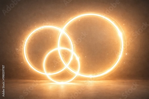 Glowing circles with bright backlight on smooth textured background