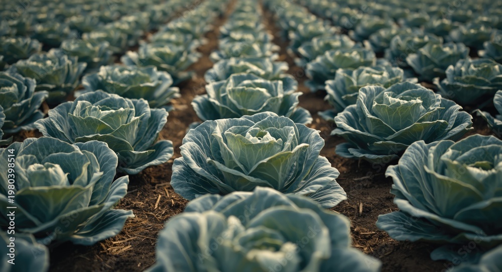 Obraz premium Extensive crop area cultivating large cabbage plants