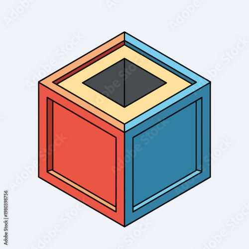 Colorful Cube with Pyramid Inside.