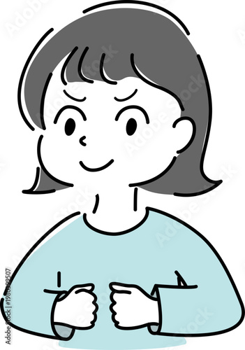 笑顔の女性 シンプル イラスト 情熱 やる気 モチベーション ポジティブ 人物 ベクター / Smiling woman  motivation passion positive character vector