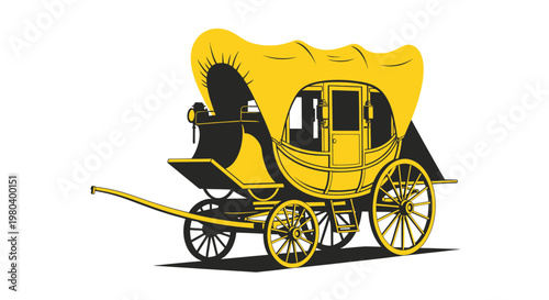 Vintage Covered Wagon Illustration - Western Pioneer Transport
