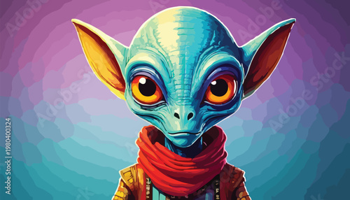 Intriguing Portrait of a Blue-Skinned Alien with Large Eyes.