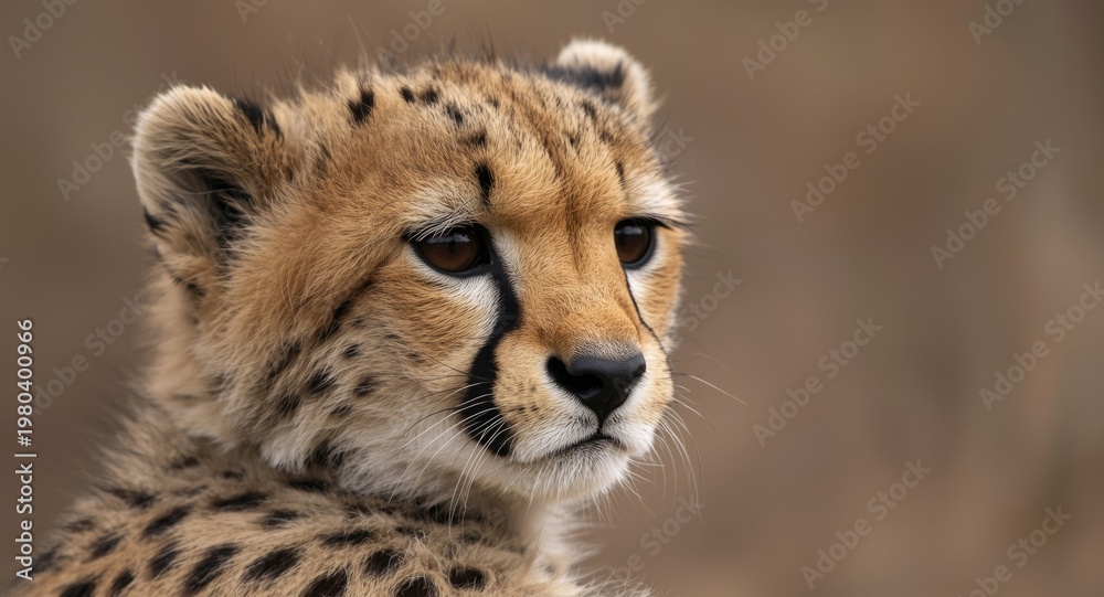 Obraz premium Tender moment with baby cheetah focused in close-up