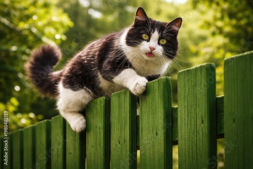 Playful cat with black and ...