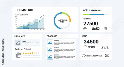 E-commerce business dashboard, commercial analytics template, sales tracker, infographic elements