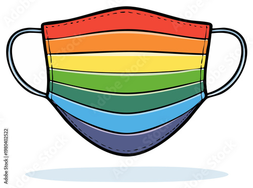 Colorful Face Mask with Rainbow Stripes for Protection and Safety During Virus Outbreak