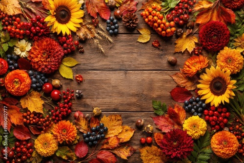 Flat lay of vibrant autumn ...