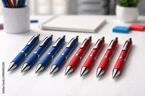 Creative blue and red pens ...