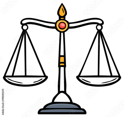 Illustrated Justice Scale Symbol for Law and Fairness Concepts