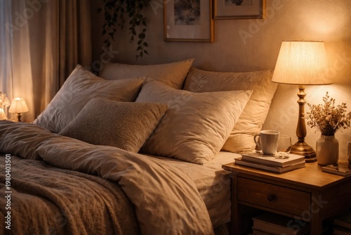 Cozy bedroom setting with s...