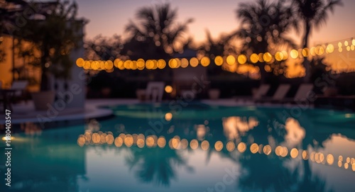 Upscale hotel poolside loun...