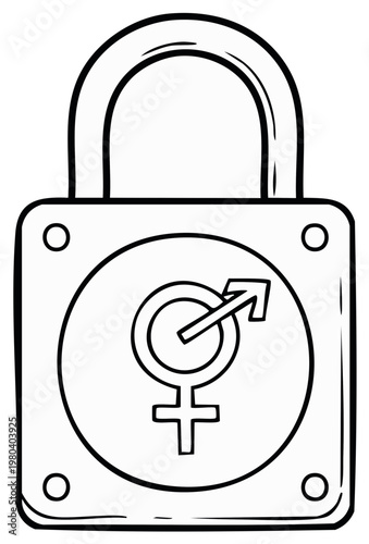 Gender lock concept padlock symbol of diverse genders and sexual orientation equality