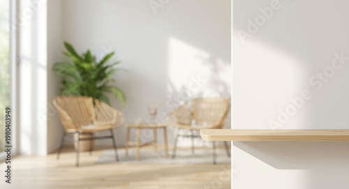 Uncluttered wooden shelf wi...
