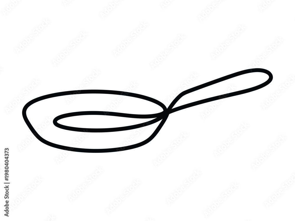 Naklejka premium Black line drawing of a spoon on white background