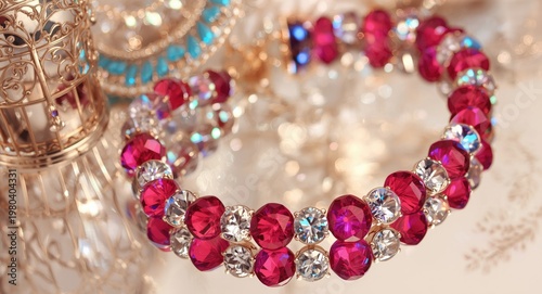 Vibrant beads necklace feat...