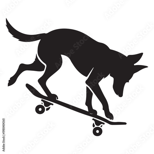 silhouette dog performing skateboard trick playful dynamic vector